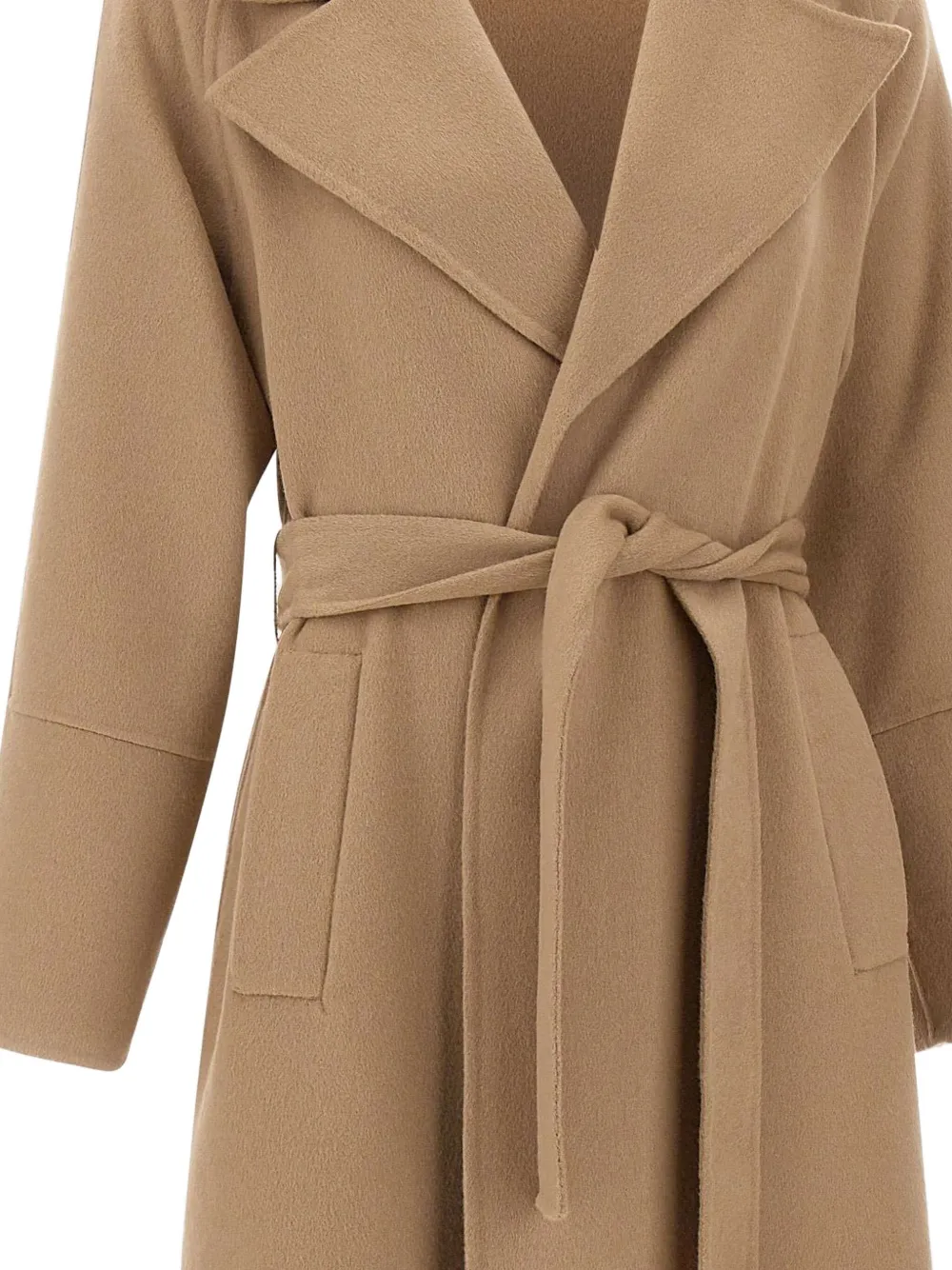 Kaos Peak-lapels Belt Coat In Brown