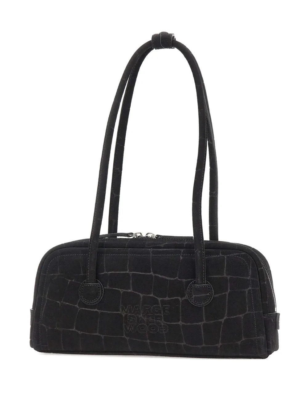 Marge Sherwood Soft Boston croc-effect suede shoulder bag | Black | Image 1