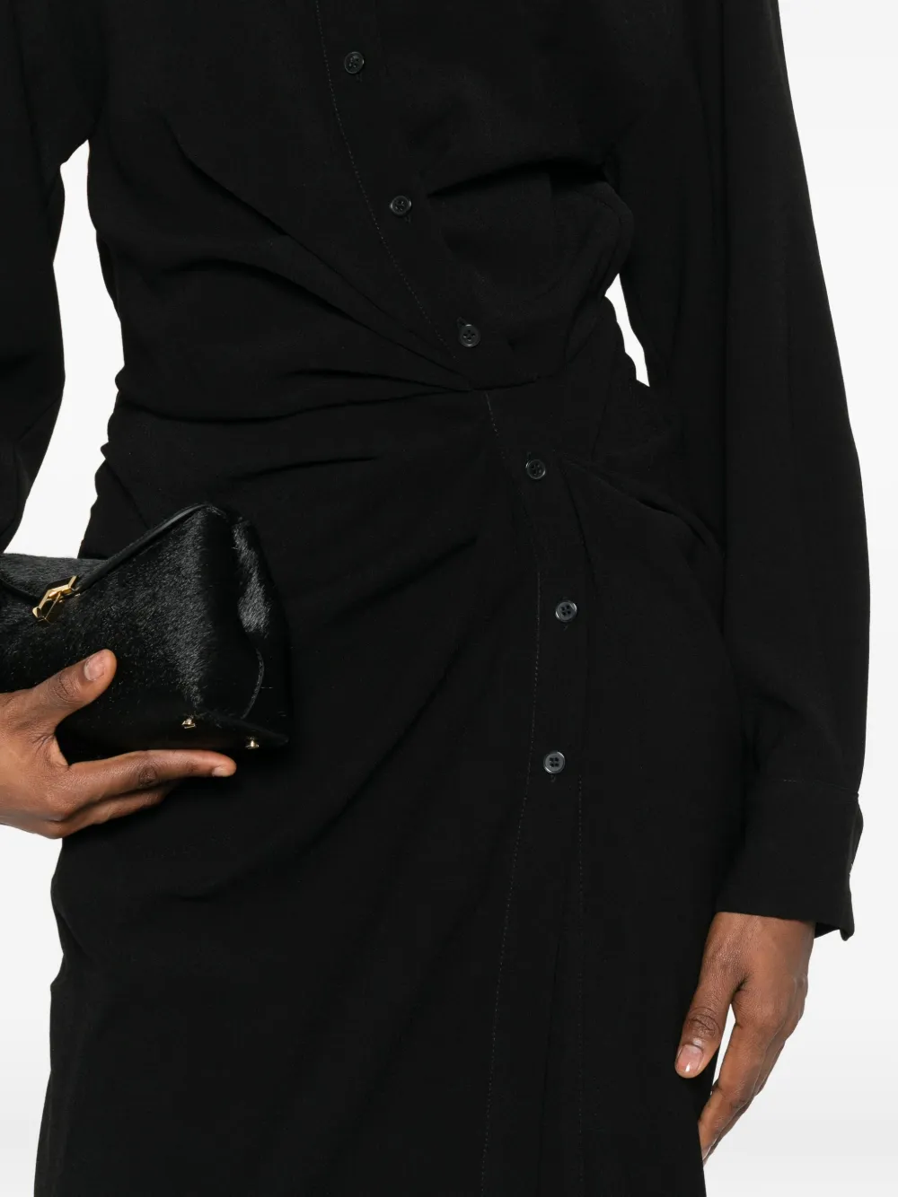 Eleh Buttoned Draped Dress In Black