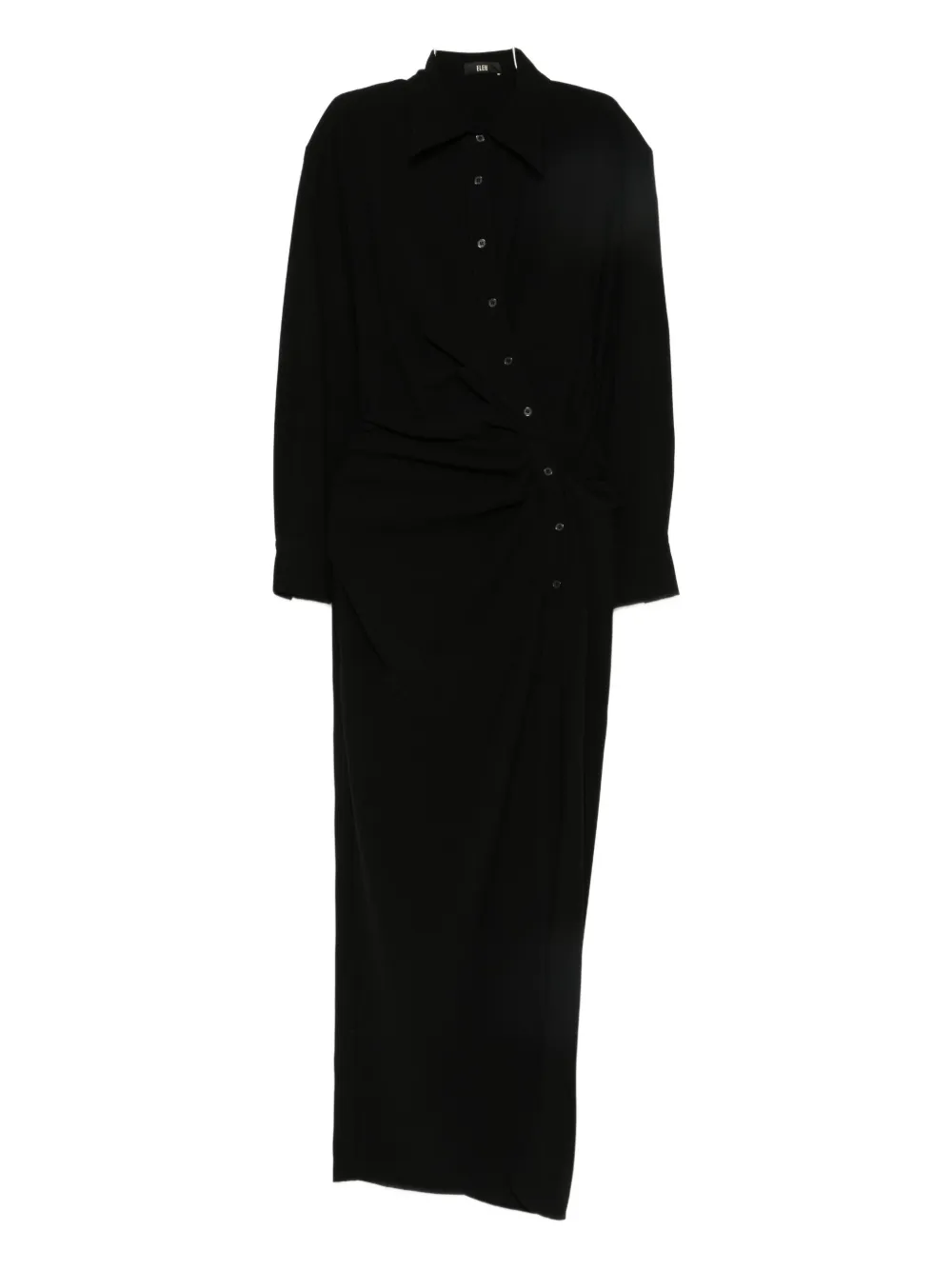 Eleh Buttoned Draped Dress In Black