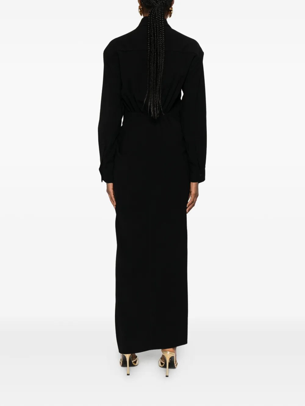 Eleh Buttoned Draped Dress In Black