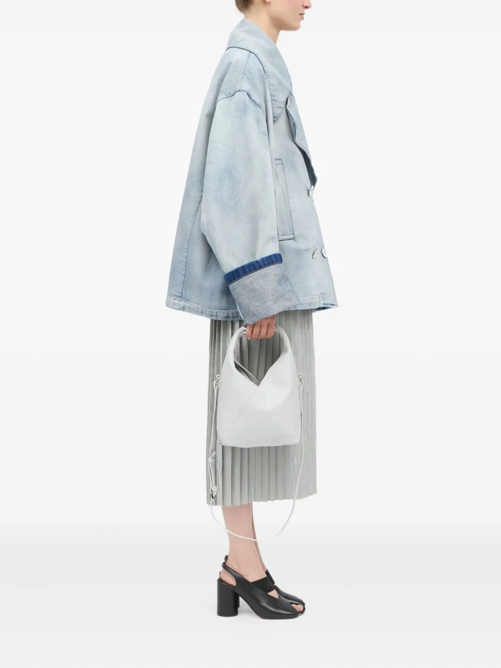 MM6 Maison Margiela Kleine shopper met gestikt logo - Grijs