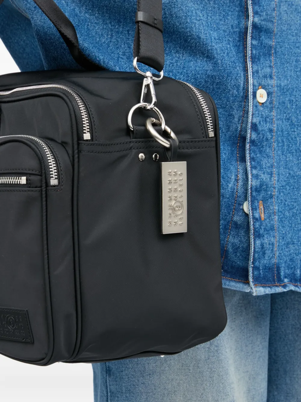 MM6 Maison Margiela Leren sleutelhanger met stiksel Zilver