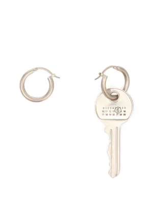 MM6 Maison Margiela Tag And Key Pendant Hoop Drop Earrings