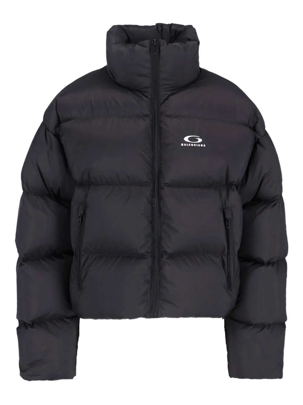 Balenciaga Quilted Jacket With High Collar And Pockets In Black