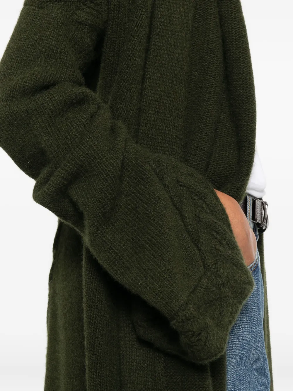 Pre-owned Gianfranco Ferre 1990s Braided Fringed Coat In Green