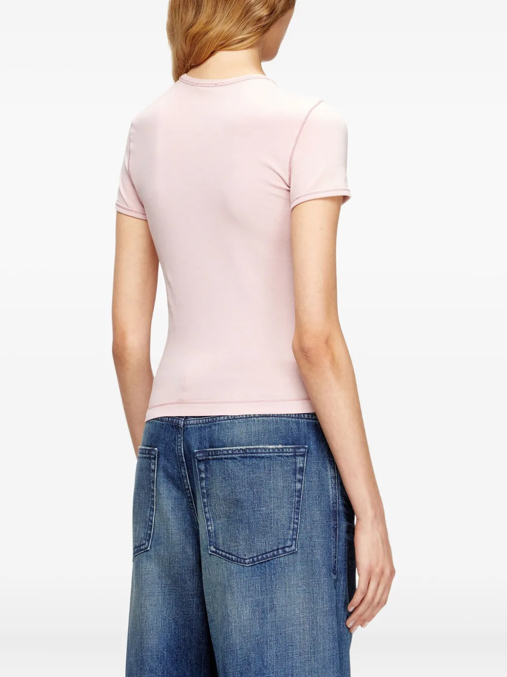 Diesel Logo Crew Neck T-shirt In Pink