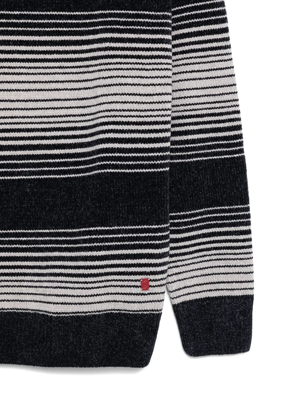 Liu •jo Striped Mock-neck Sweater In Black