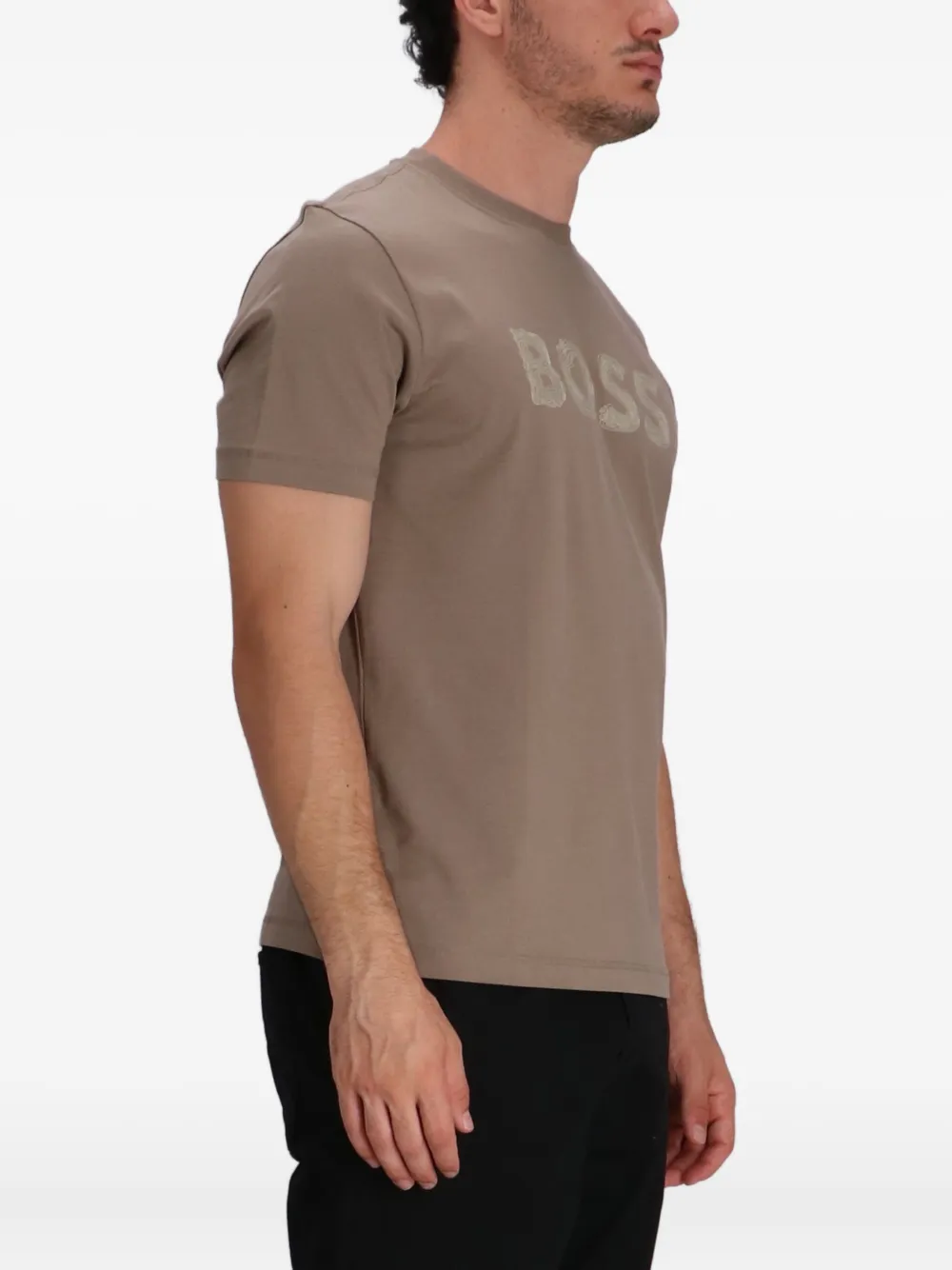 BOSS T-shirt met logoprint Bruin