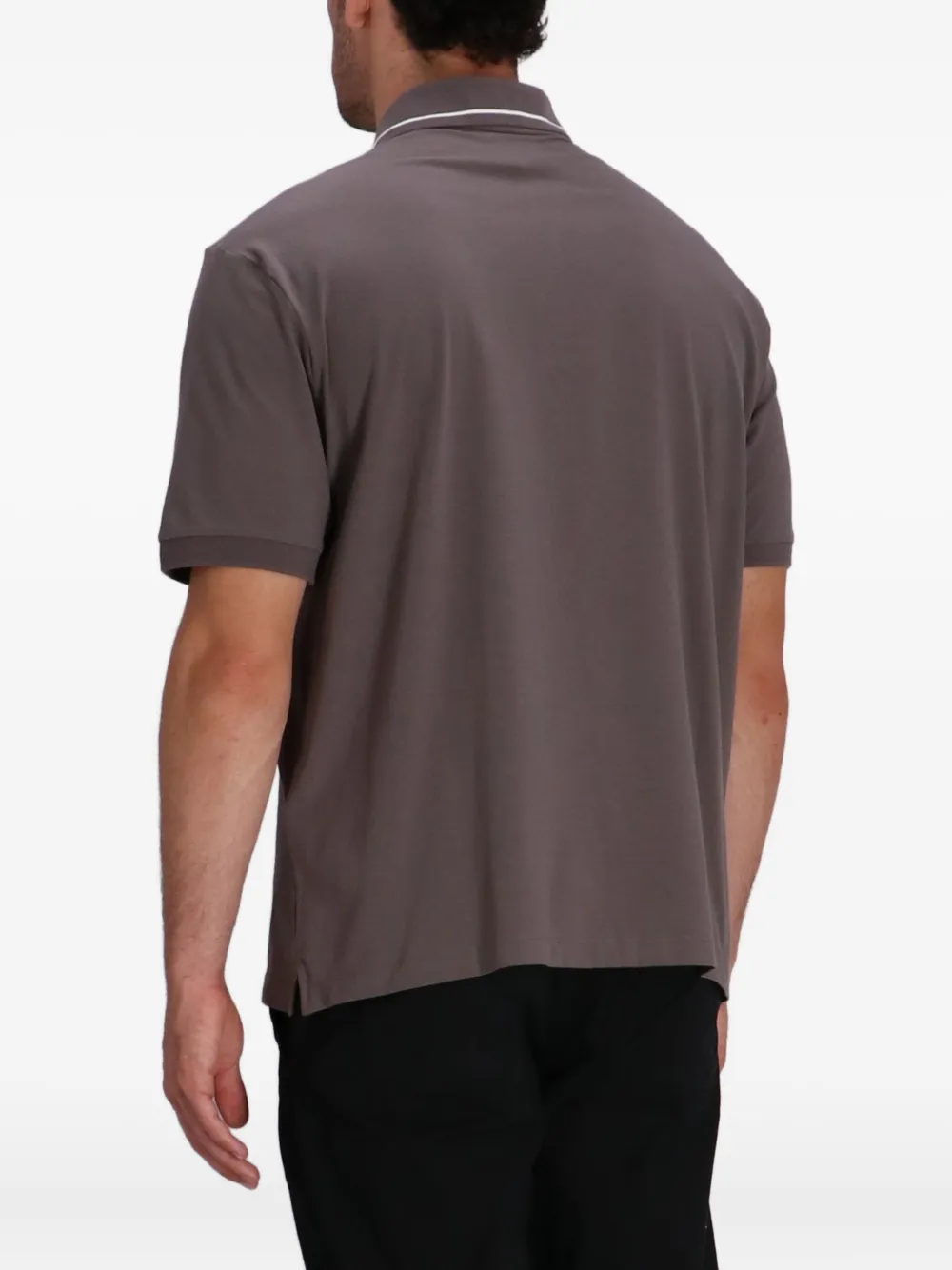 Armani Exchange Contrasting Piping Polo Shirt In Gray