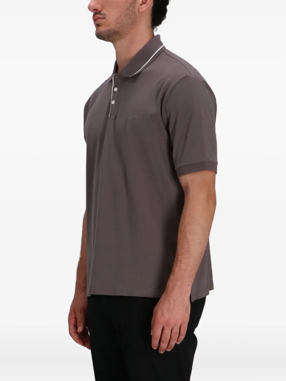 Armani Exchange Contrasting Piping Polo Shirt In Gray