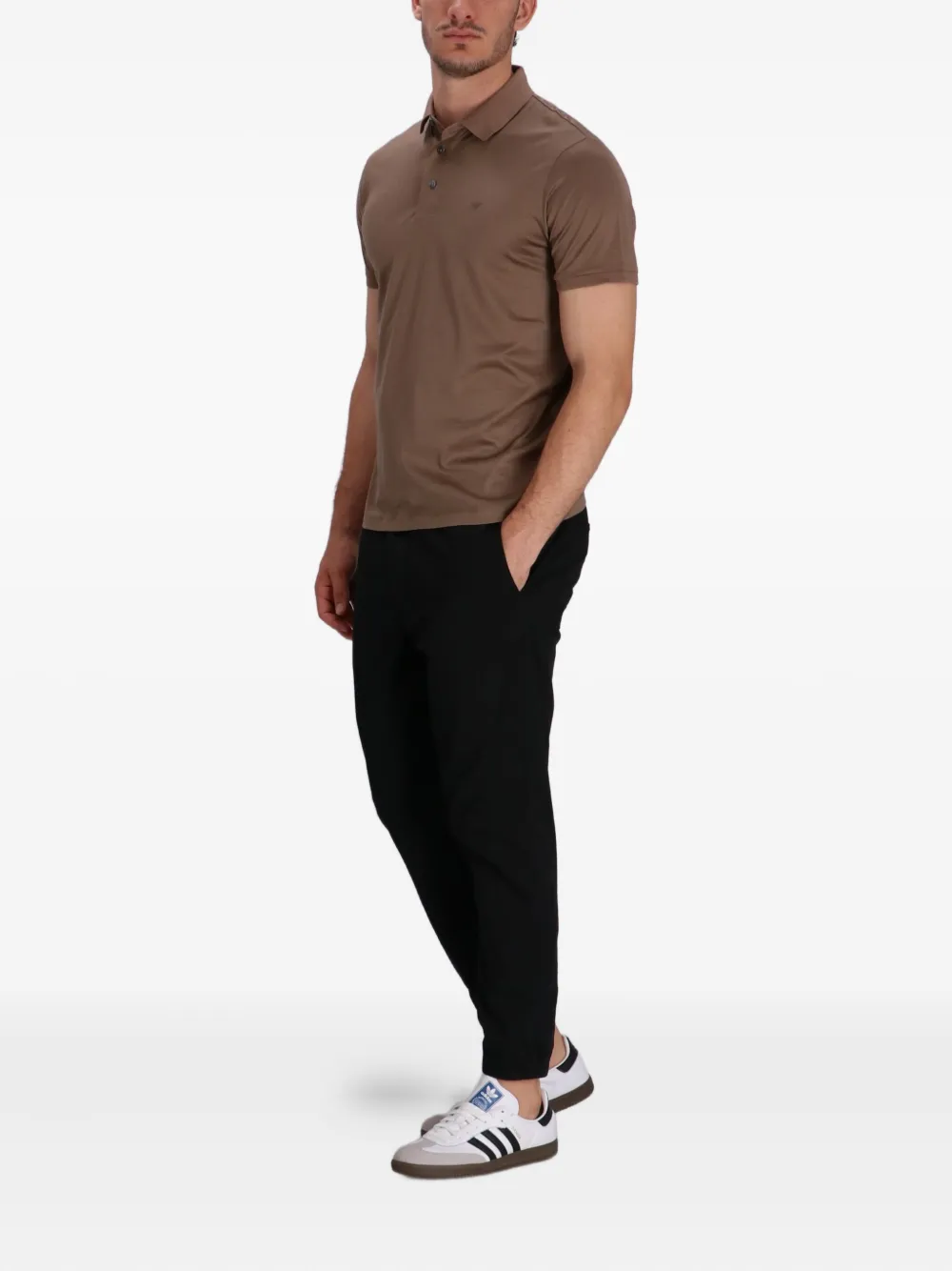 Emporio Armani Poloshirt met knopen - Bruin