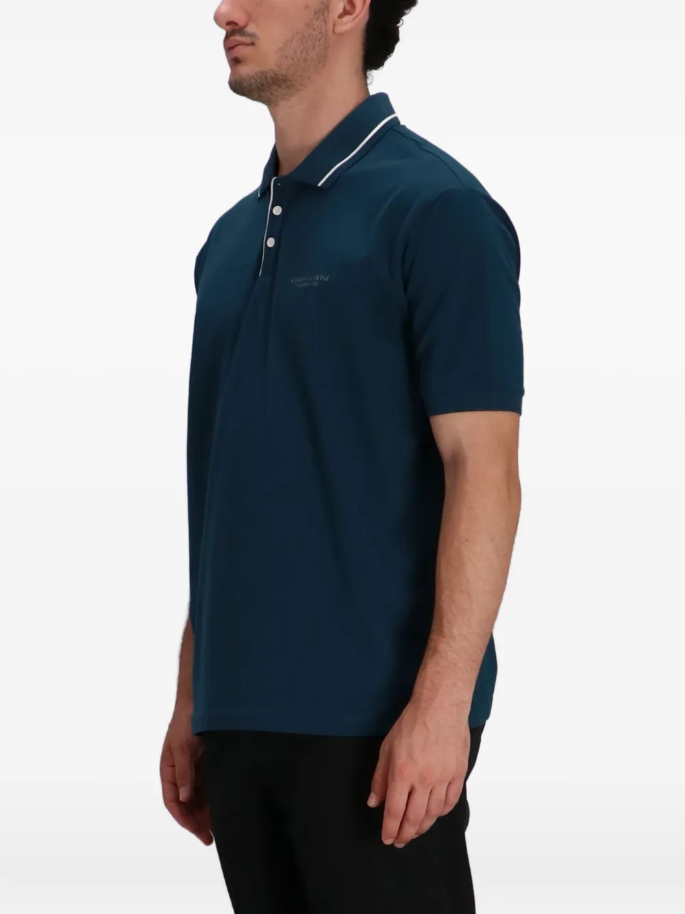 Armani Exchange Contrasting Piping Polo Shirt In Blue