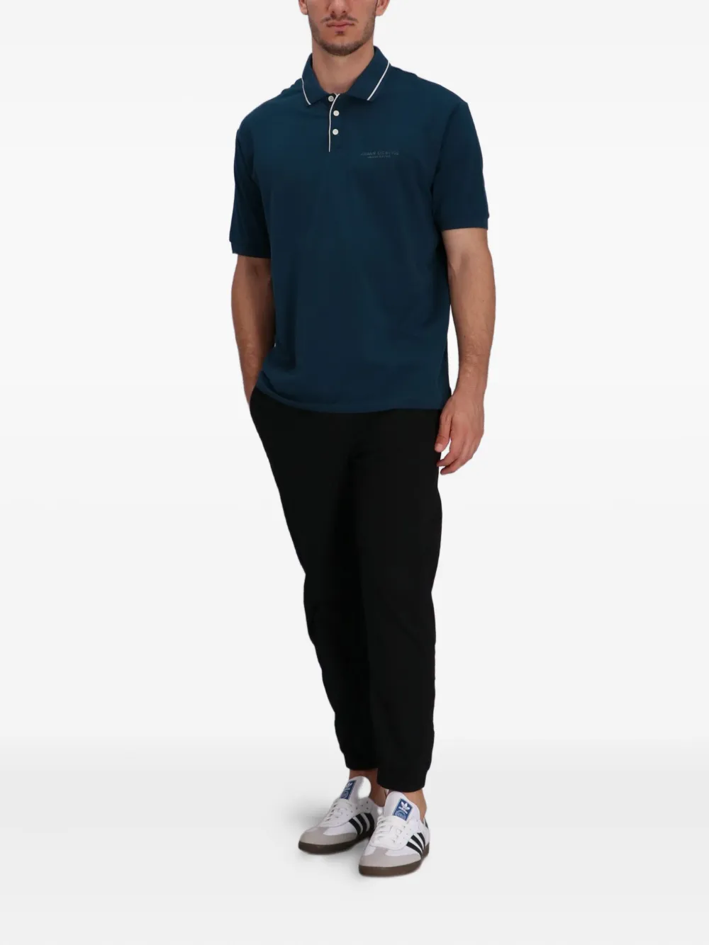 Armani Exchange Contrasting Piping Polo Shirt In Blue