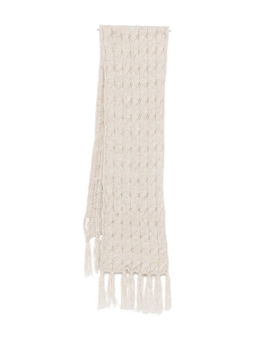 Coccinelle Cable-knit Fringed Scarf In Neutral