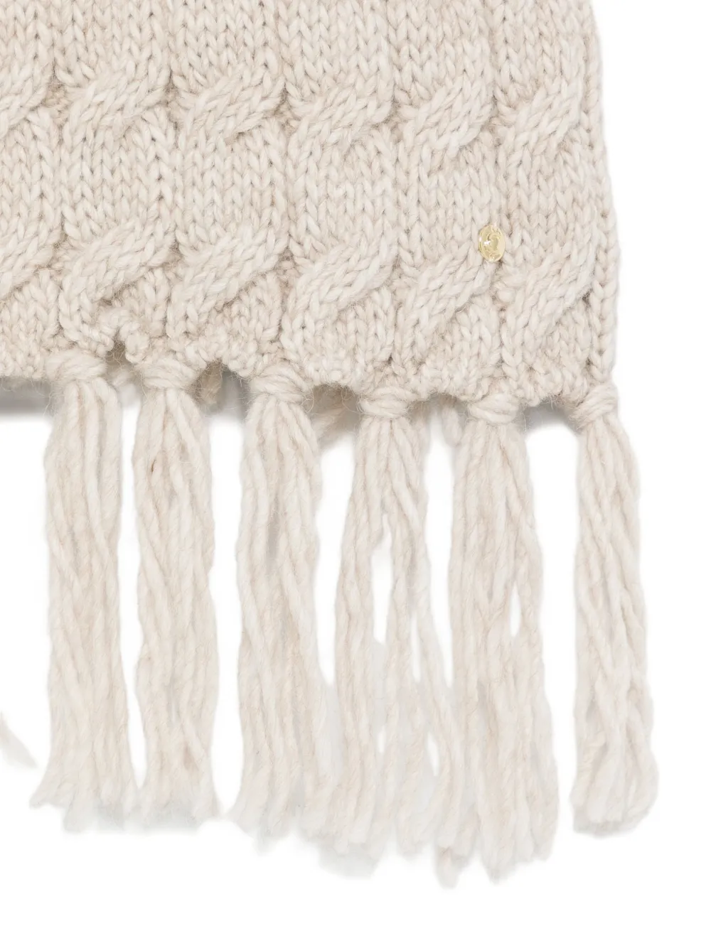 Coccinelle Cable-knit Fringed Scarf In Neutral