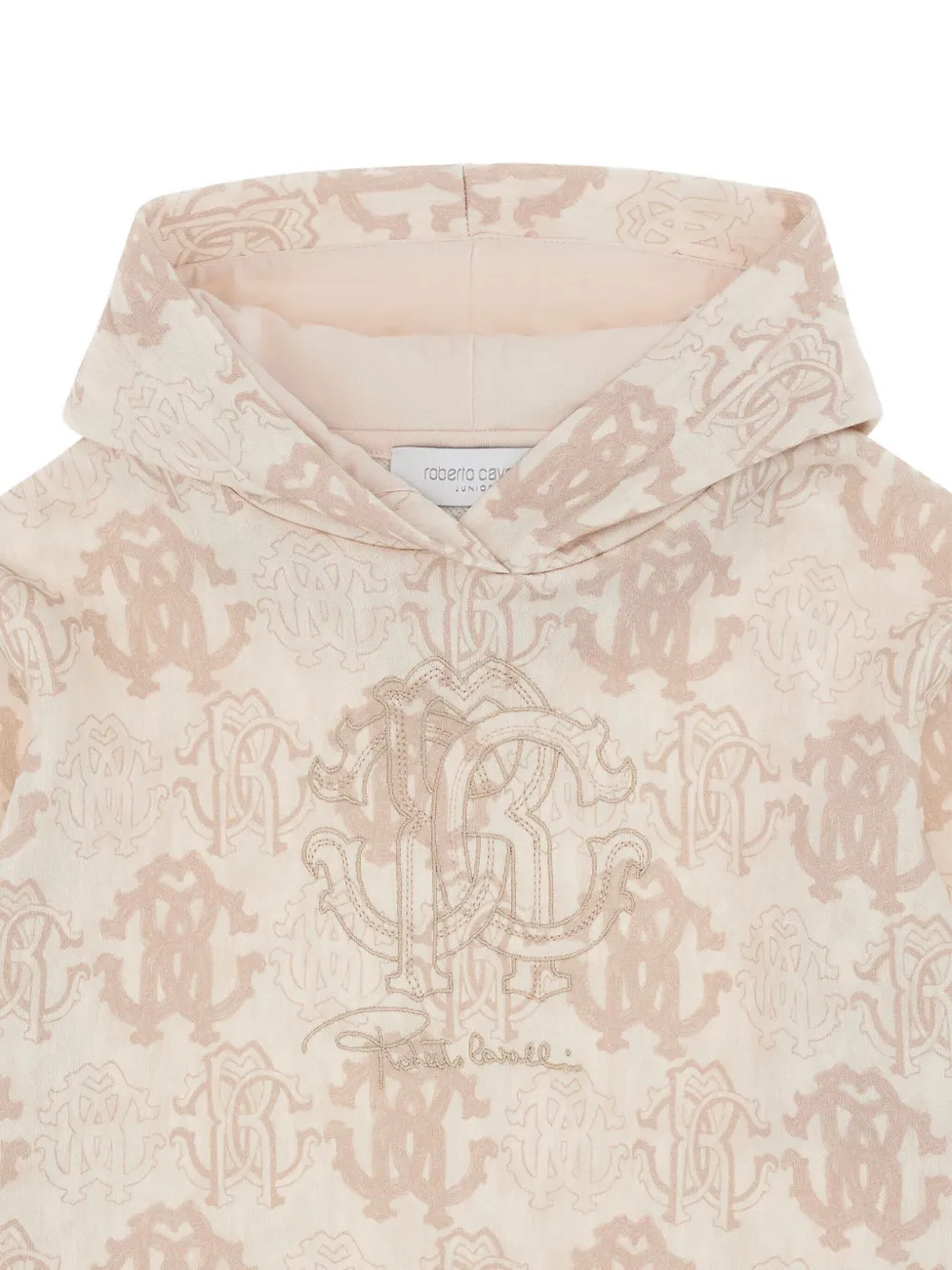 Roberto Cavalli Sweater met monogram en capuchon Beige