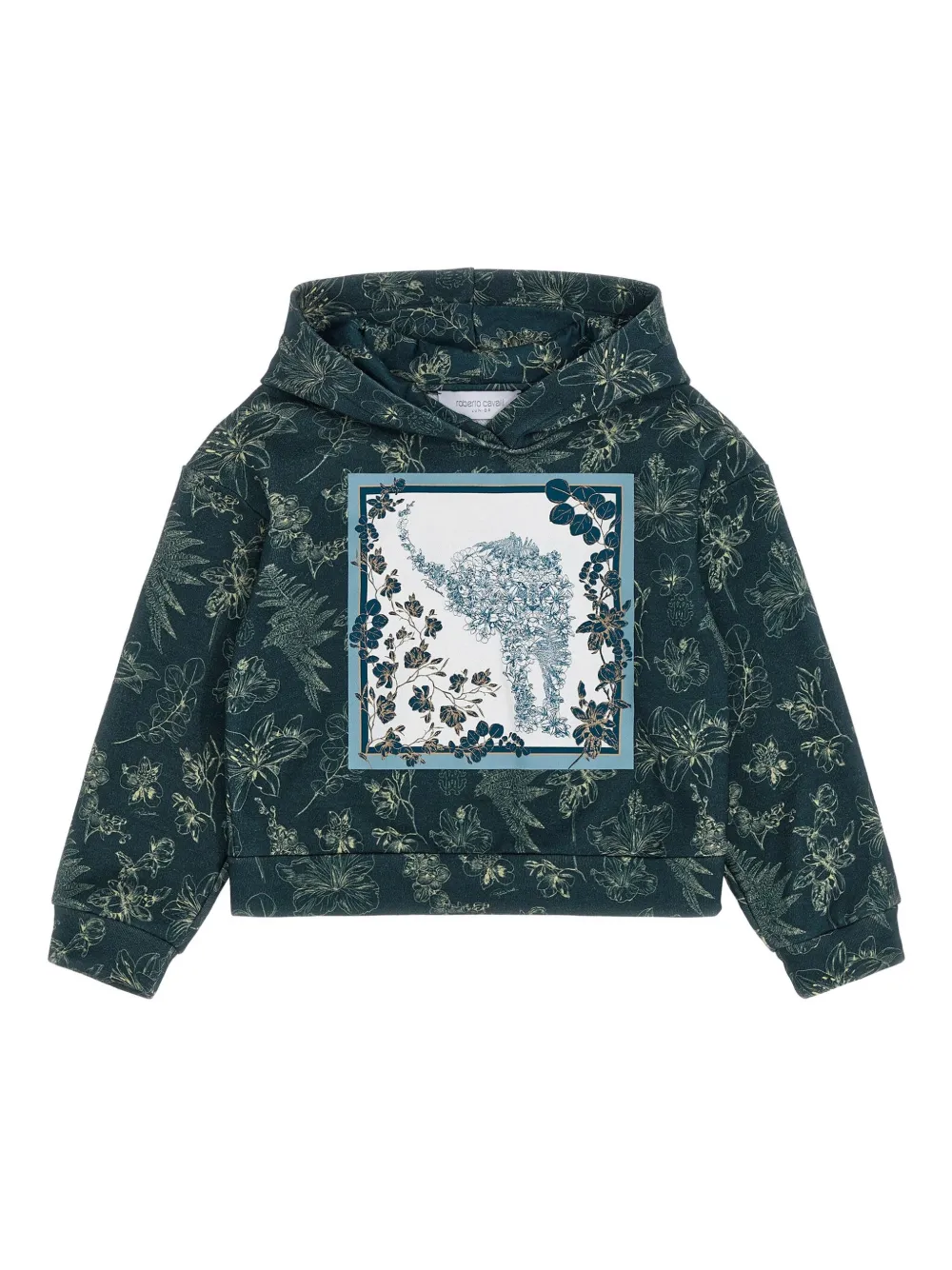 Roberto Cavalli Floral Print Hooded Sweatshirt In Multi