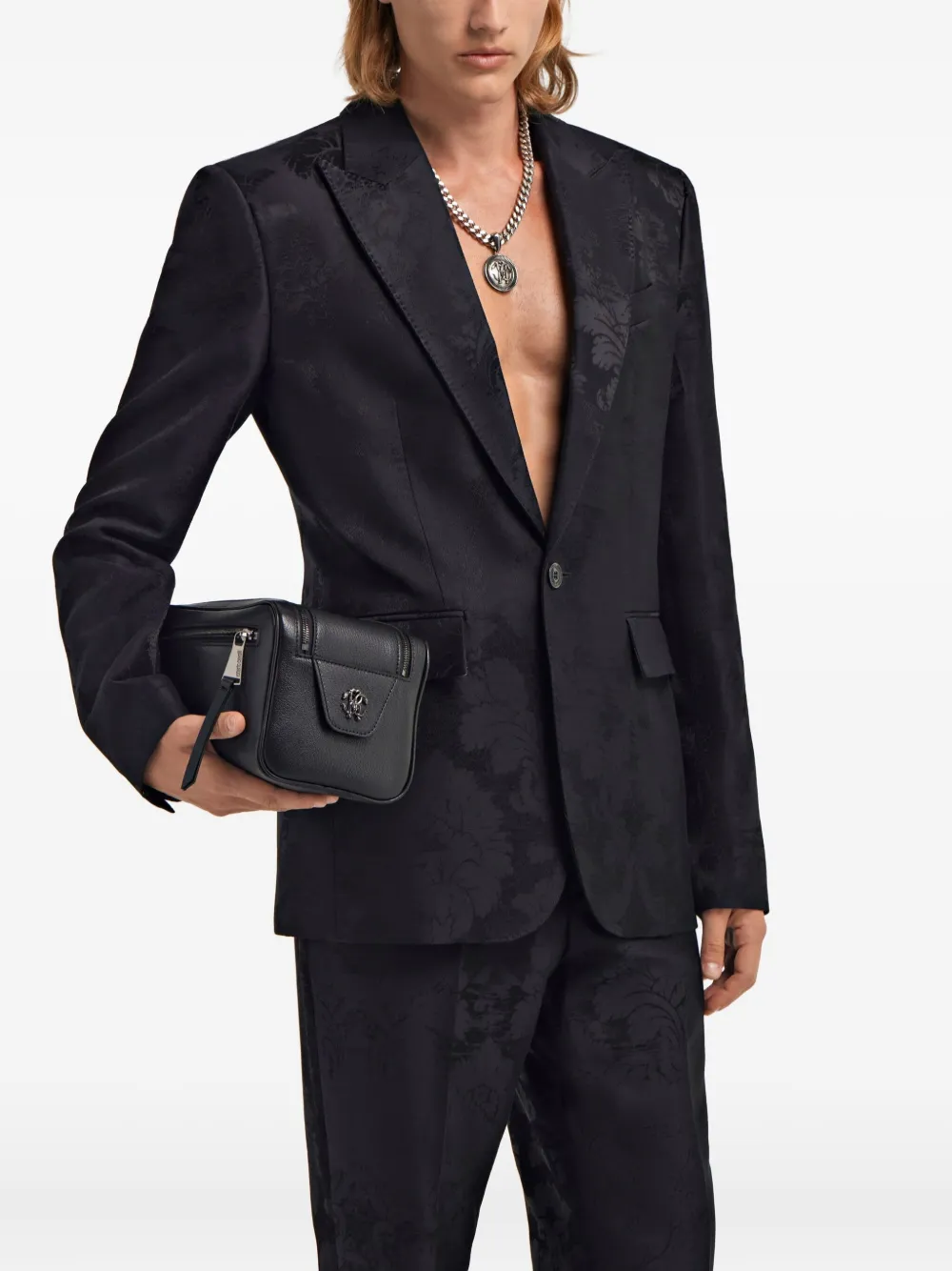 Roberto Cavalli Pochette met logodetail - Zwart