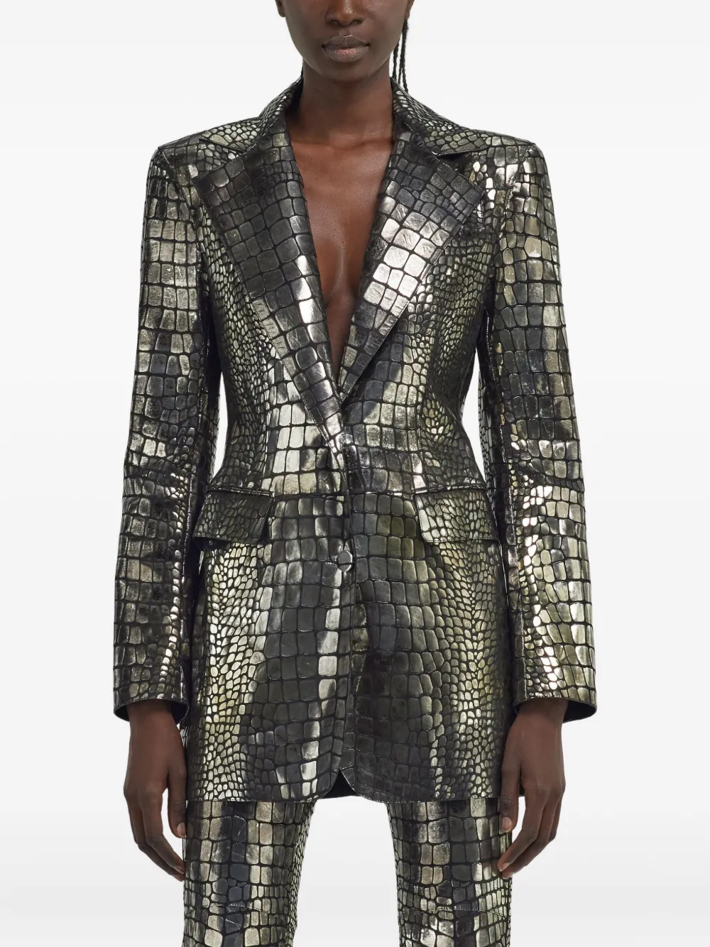 Roberto Cavalli Blazer met krokodillen-reliëf Grijs