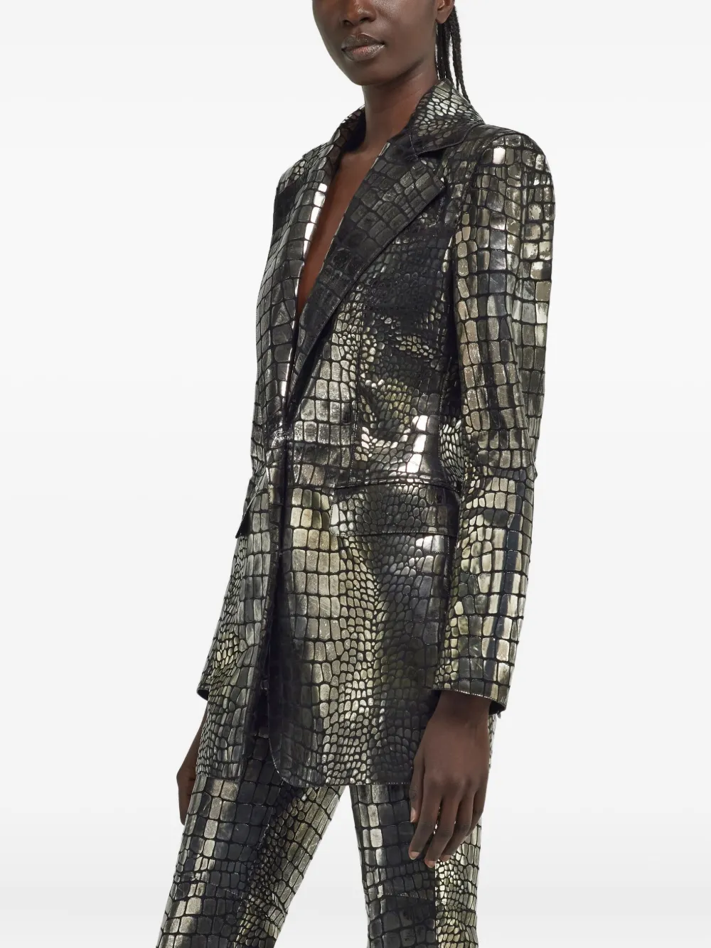 Roberto Cavalli Blazer met krokodillen-reliëf Grijs