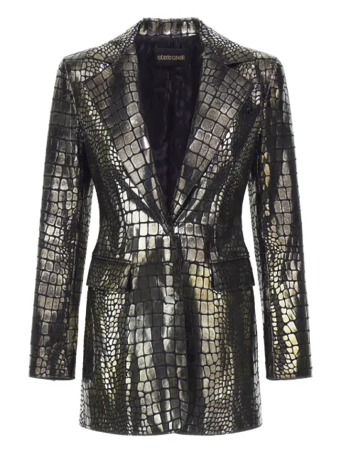 Roberto Cavalli blazer con efecto de piel de cocodrilo