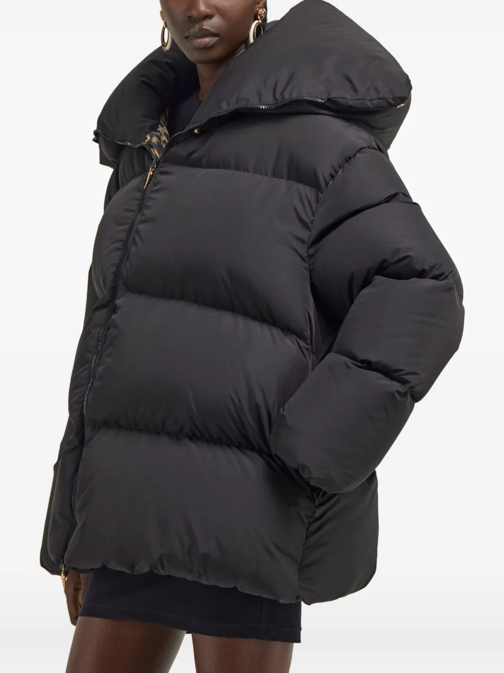 Roberto Cavalli Gewatteerd jack met hoge hals Zwart