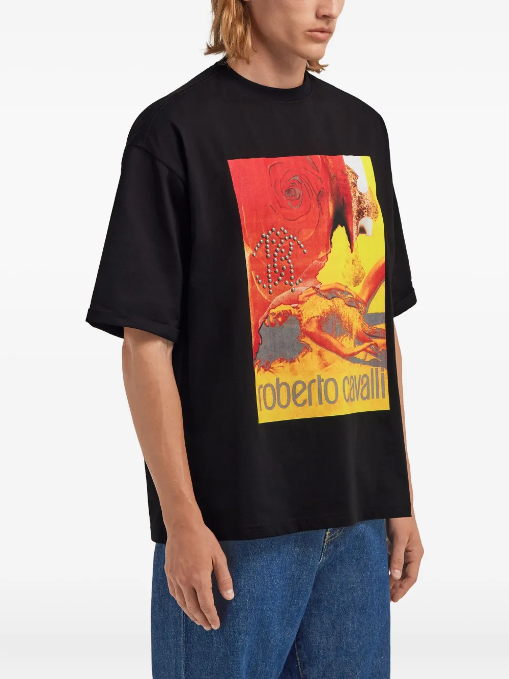 Roberto Cavalli T-shirt met grafische print Zwart