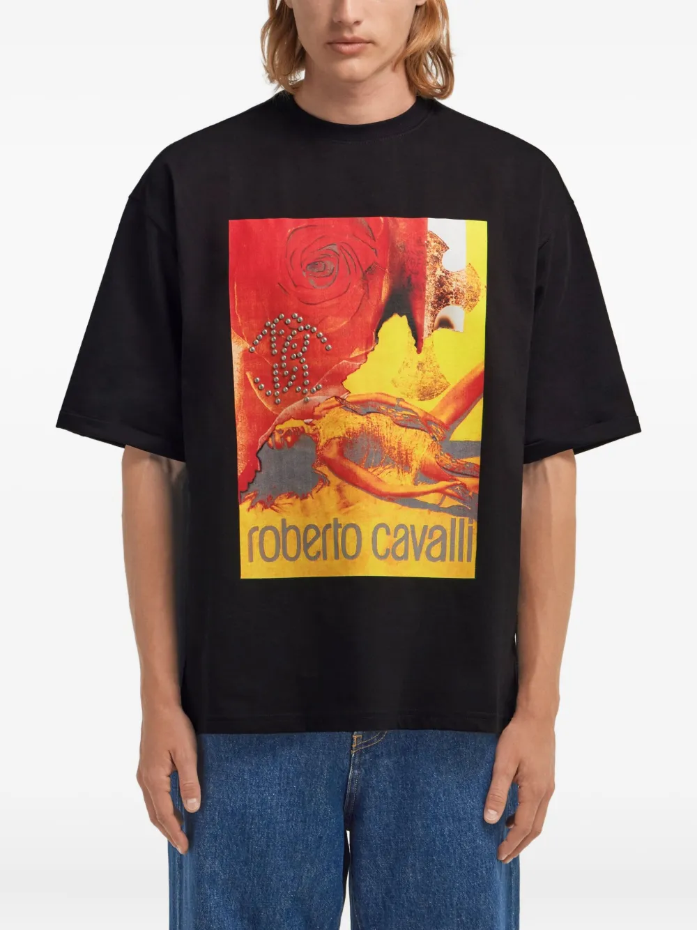 Roberto Cavalli T-shirt met grafische print Zwart