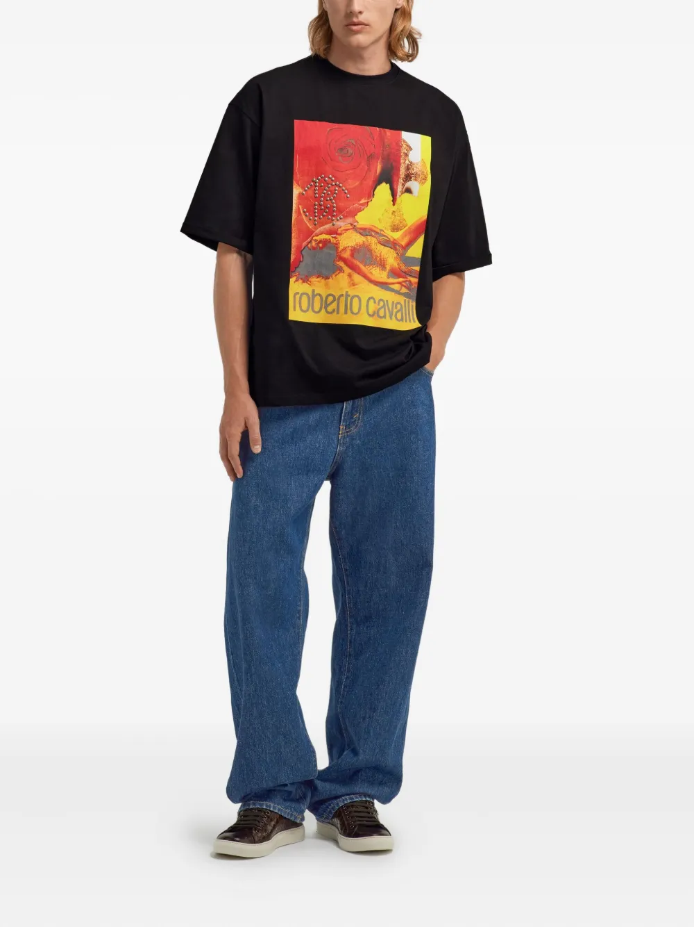 Roberto Cavalli graphic-print T-shirt - Zwart