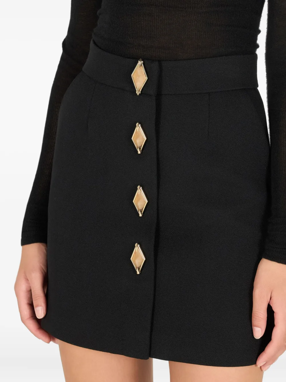 Roberto Cavalli Mini-rok met verfraaide knopen Zwart