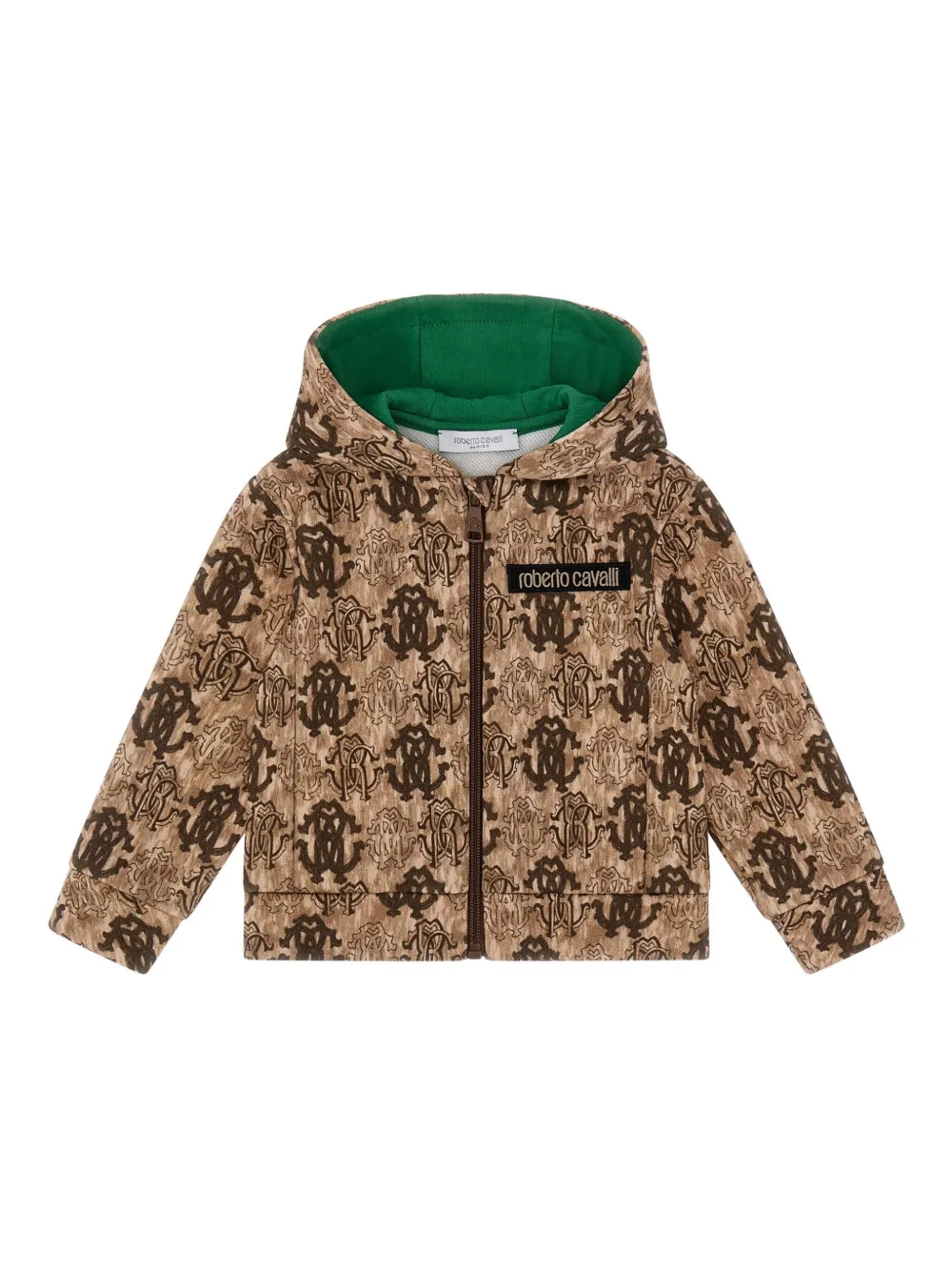 Roberto Cavalli monogram-logo hoodie - Marrone