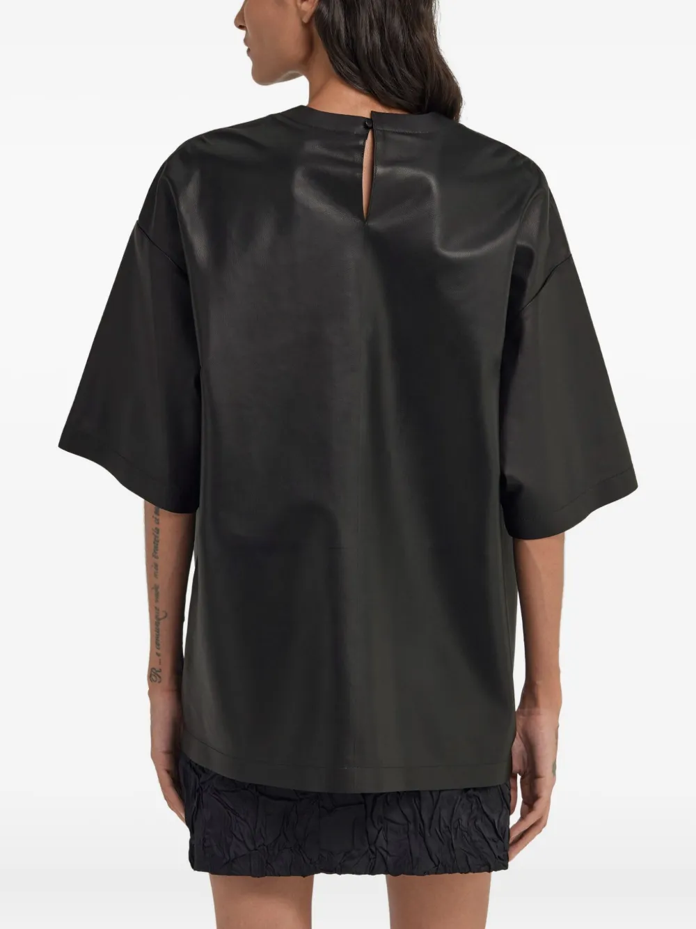Roberto Cavalli Short-sleeve Leather T-shirt In Black