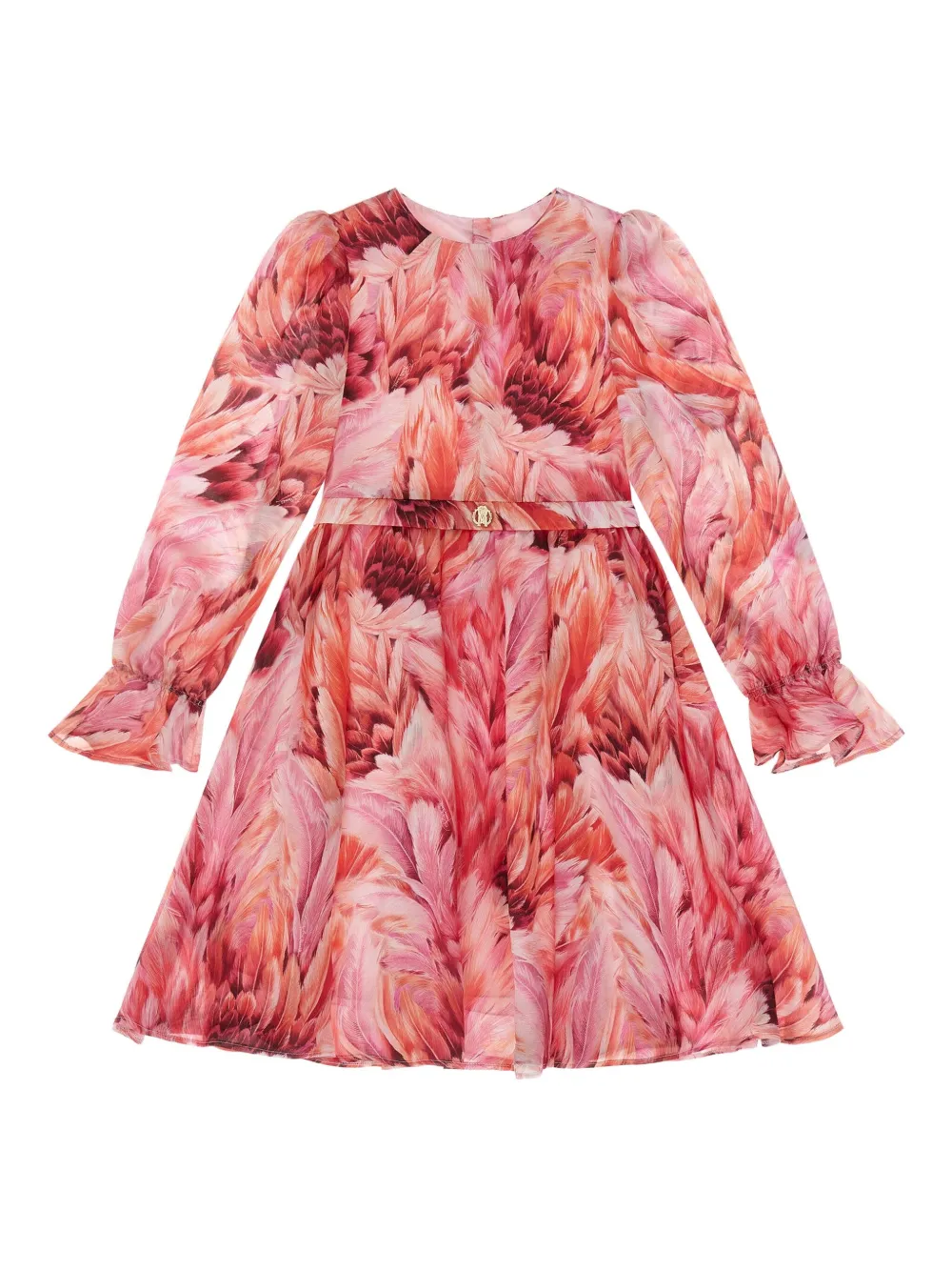 Roberto Cavalli Junior Jurk met verenprint Roze