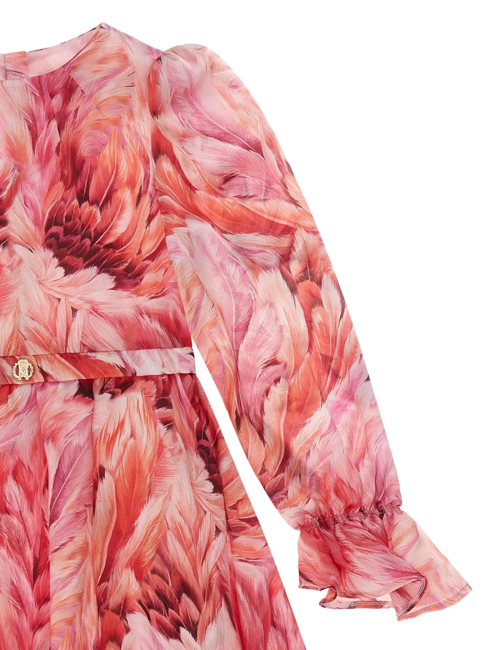 Roberto Cavalli Junior Jurk met verenprint Roze
