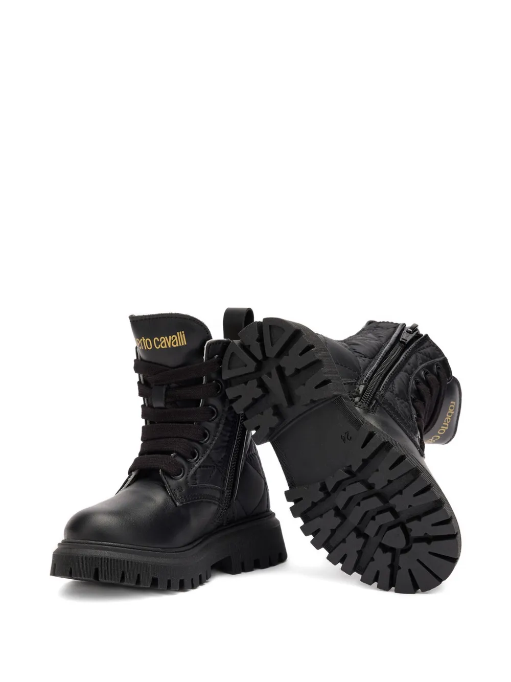 Roberto Cavalli Junior RC Monogram quilted boots Zwart