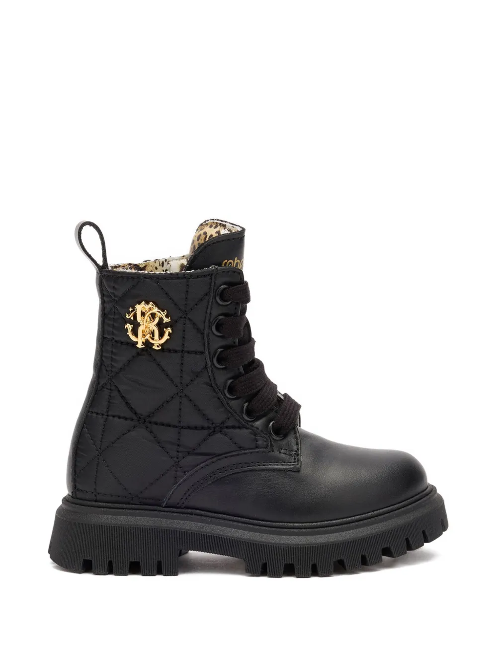 Roberto Cavalli Junior RC Monogram quilted boots Zwart