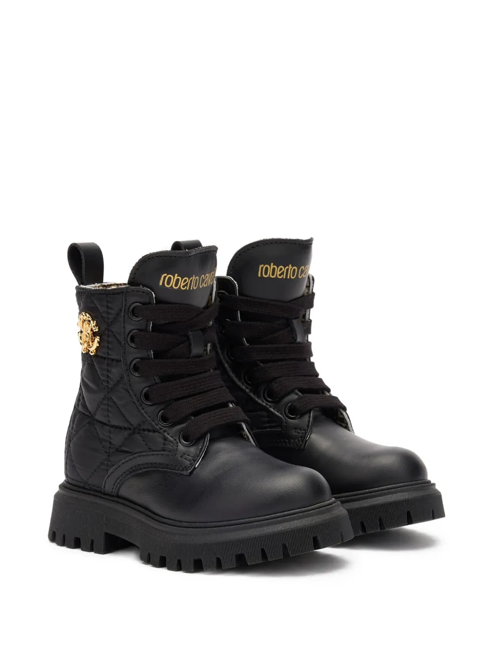 Roberto Cavalli Junior RC Monogram quilted boots - Nero