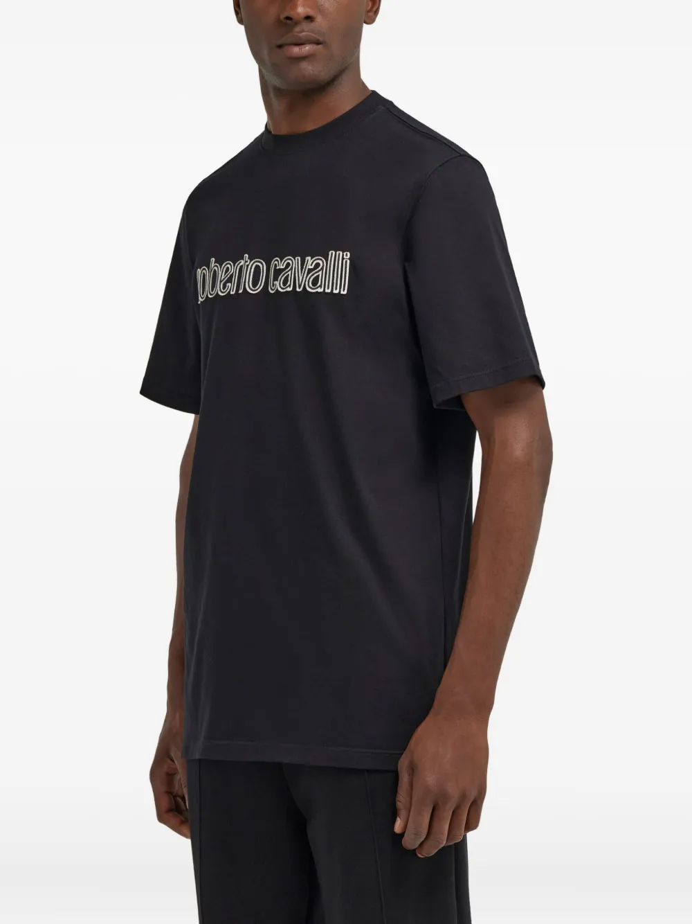 Roberto Cavalli T-shirt met logo Zwart