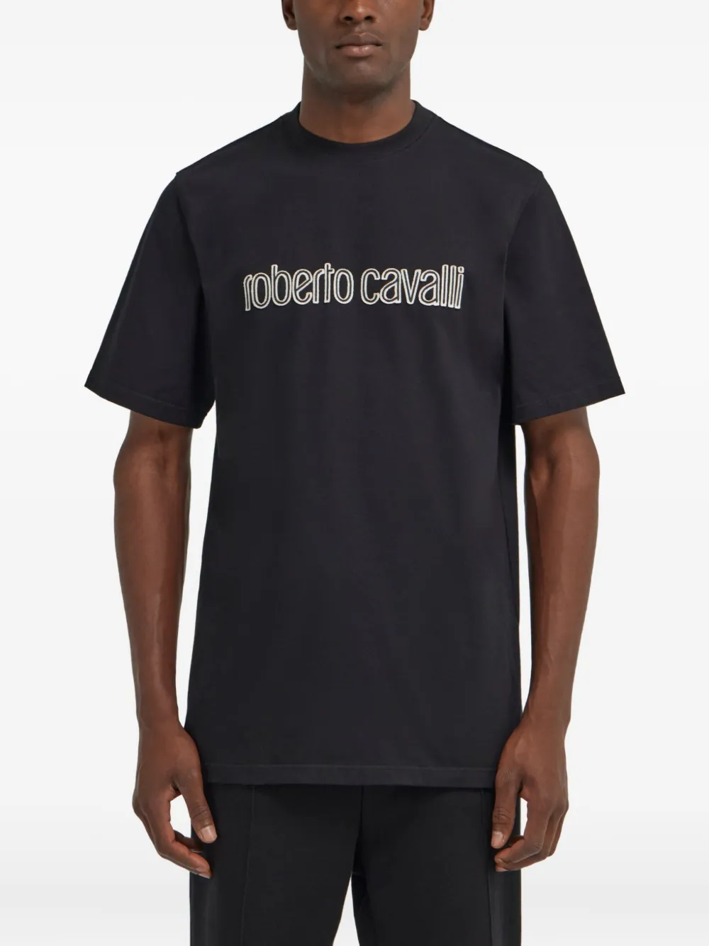 Roberto Cavalli T-shirt met logo Zwart