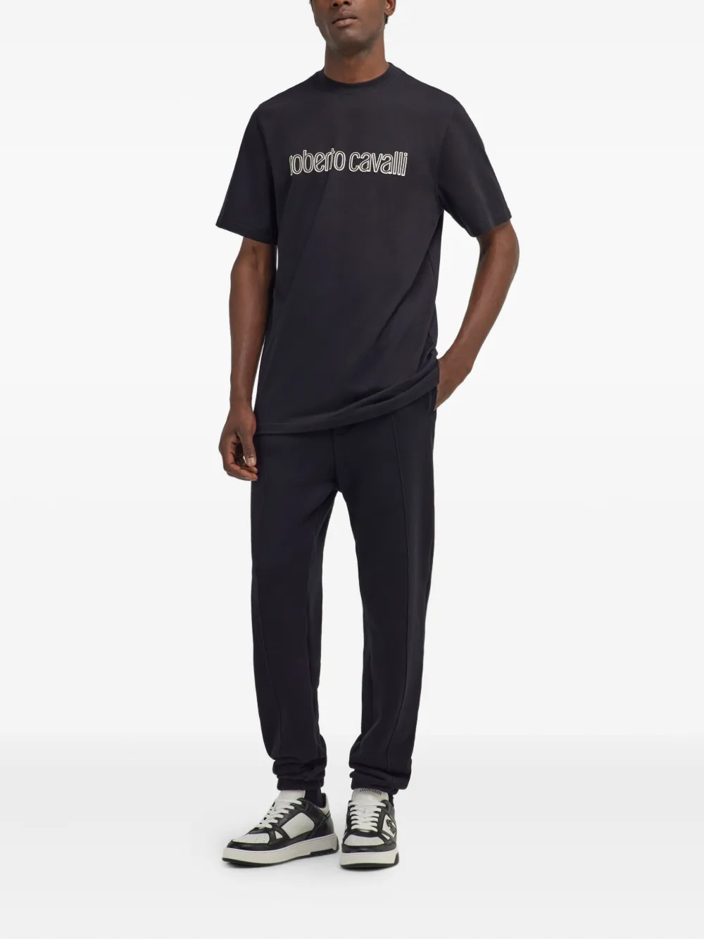 Roberto Cavalli logo T-shirt - Zwart