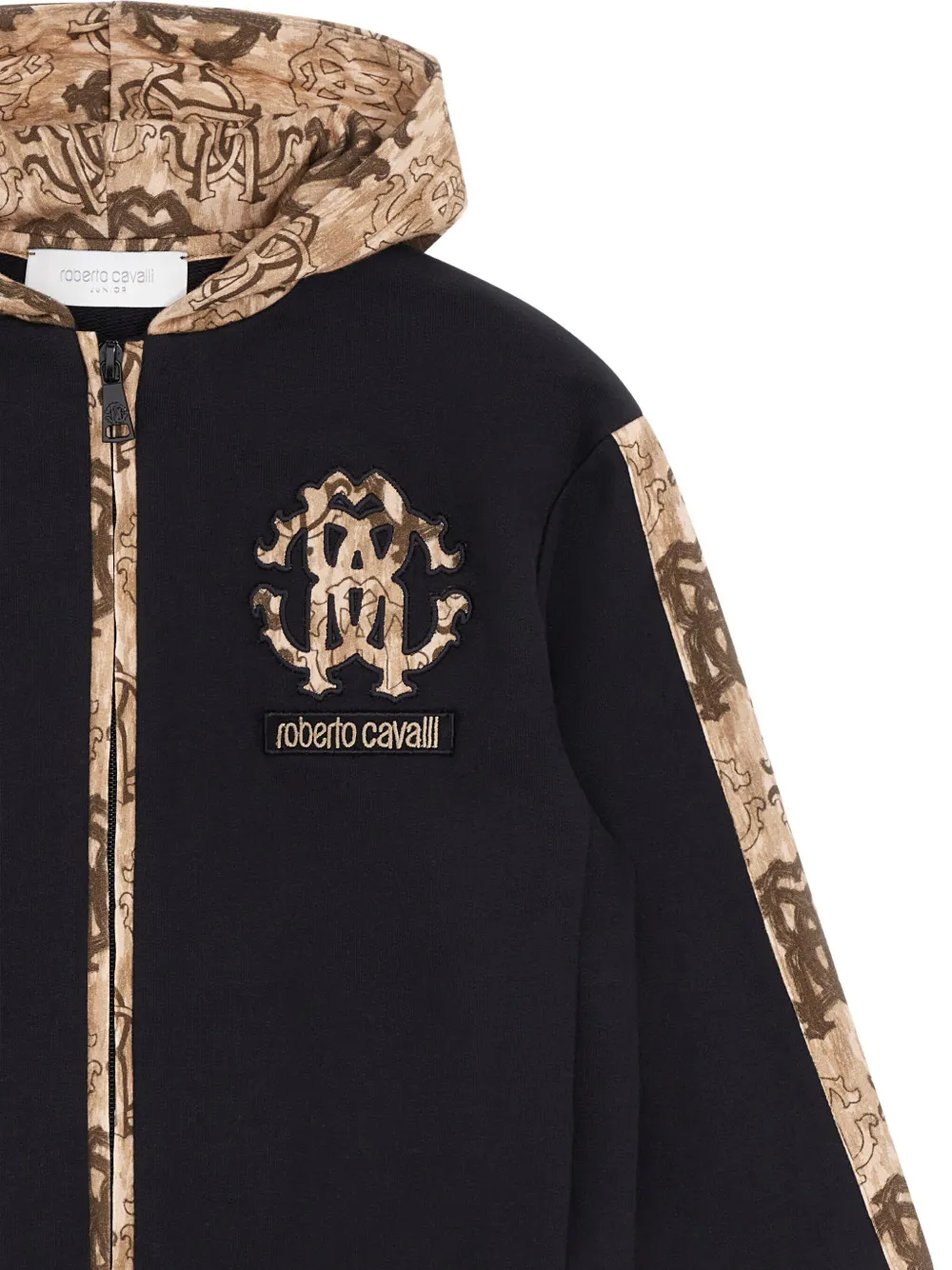 Roberto Cavalli Logo-detail Zip-up Hoodie In Black