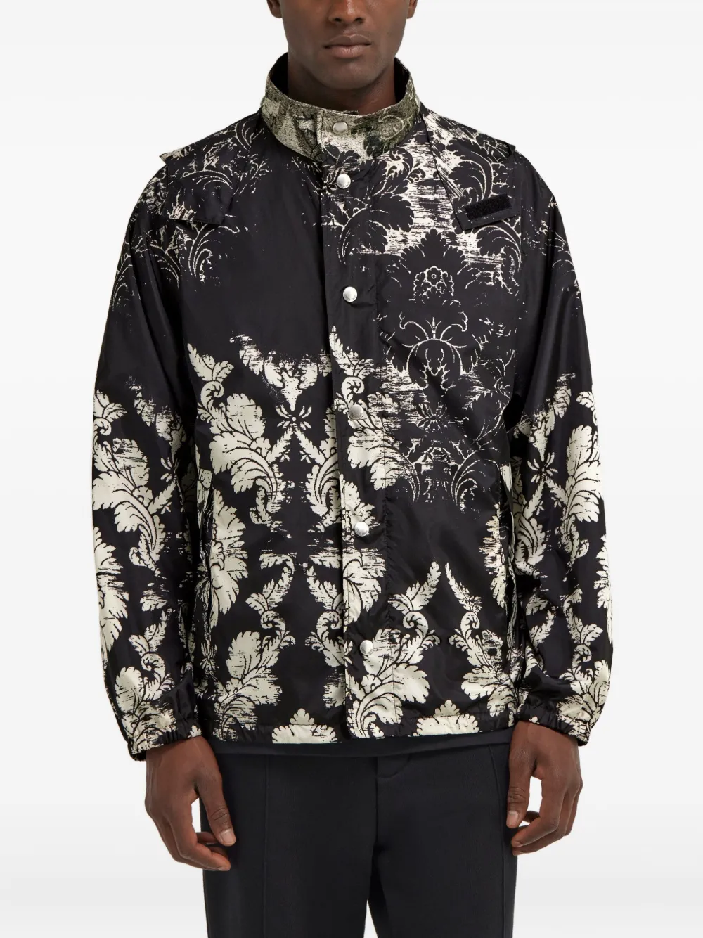 Roberto Cavalli Broccato-print Jacket In Black