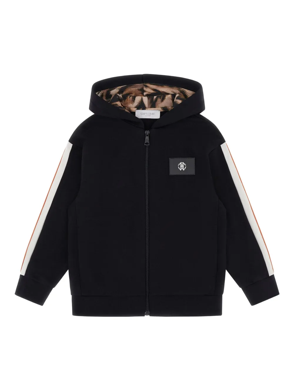 Roberto Cavalli Logo-patch Zip-up Hoodie In Black