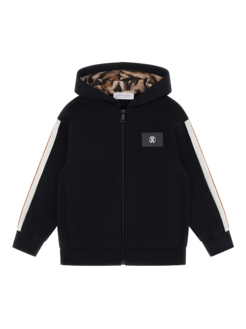 Roberto Cavalli hoodie con cierre y parche del logo