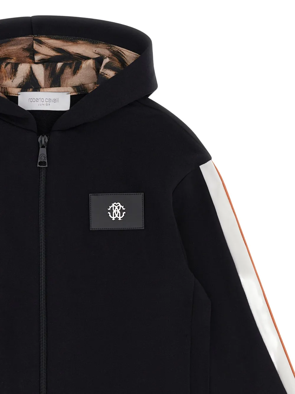 Roberto Cavalli Logo-patch Zip-up Hoodie In Black