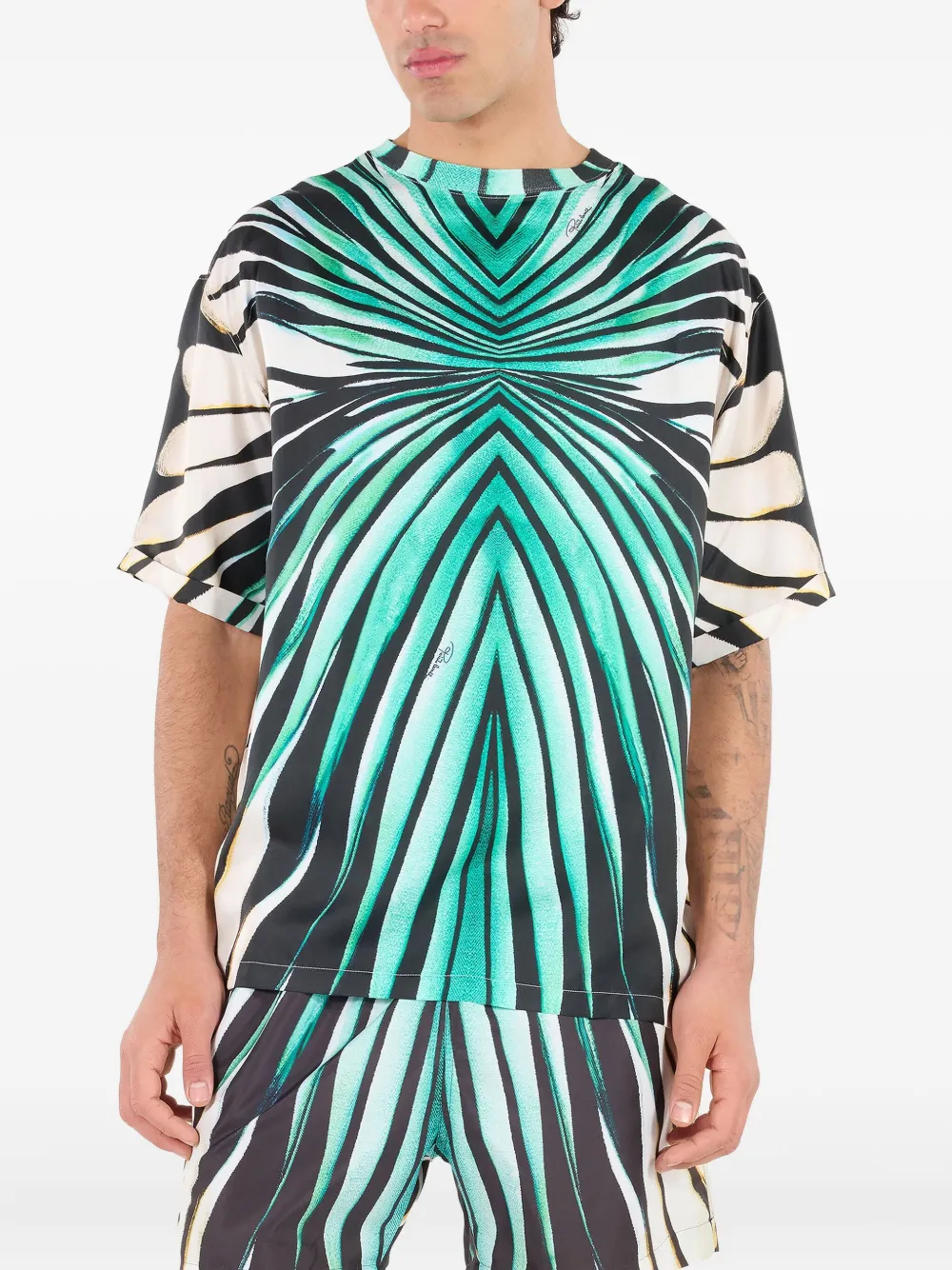 Roberto Cavalli T-shirt met grafische print Blauw