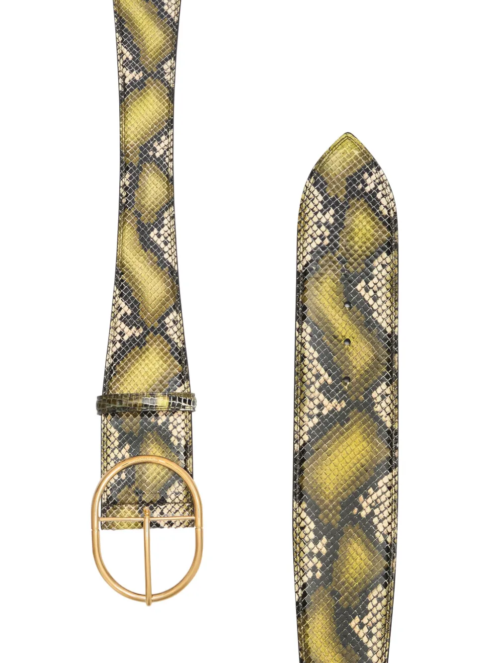 Roberto Cavalli Snake-effect Belt In Green
