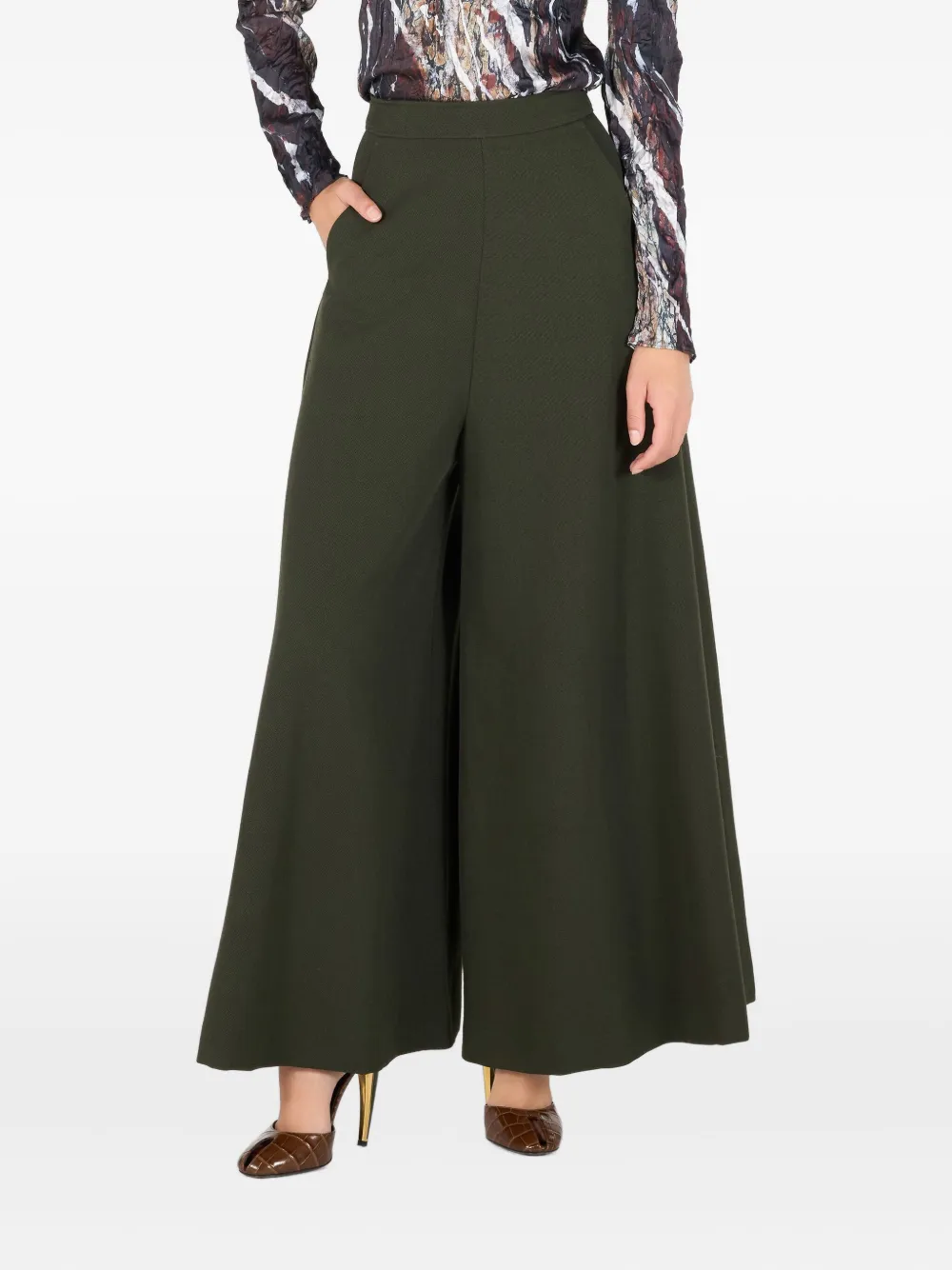 Roberto Cavalli Wollen palazzo broek - Groen