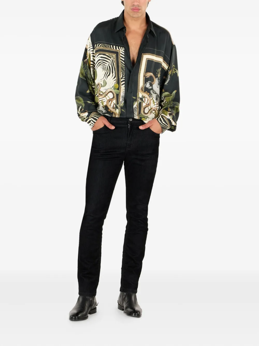 Roberto Cavalli logo-detail jeans - Zwart